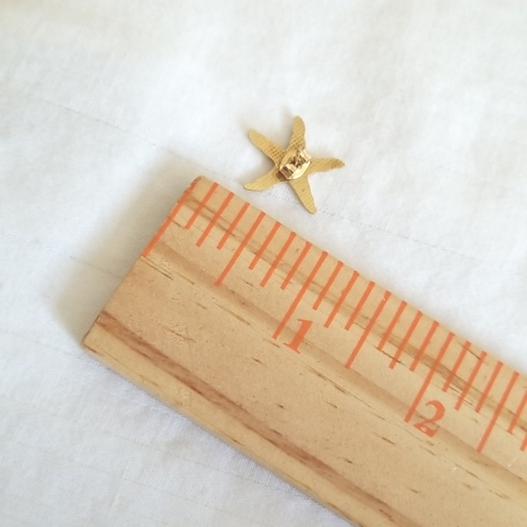 Gold Purple Starfish Earrings - Picture 3 of 3